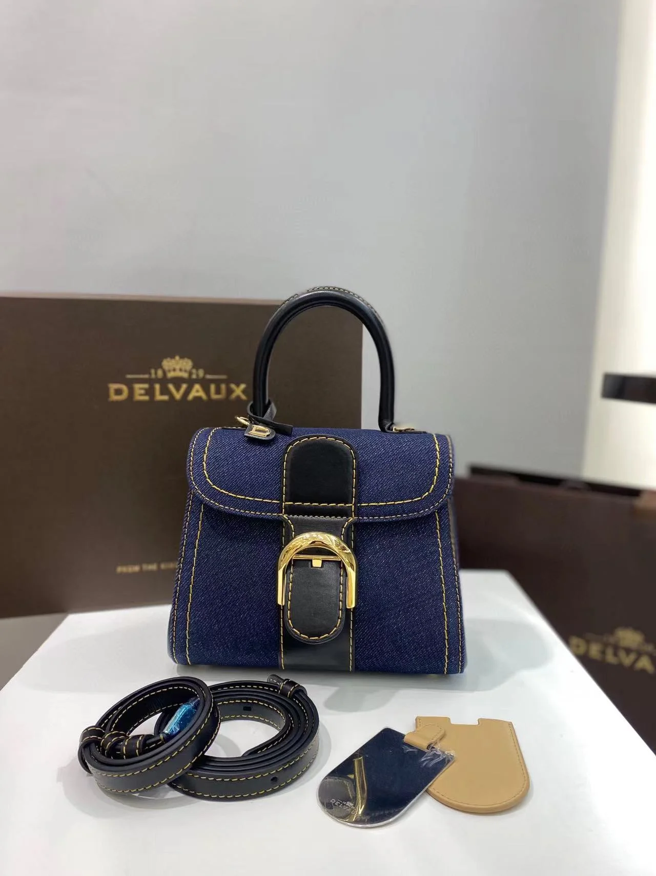 DIOR德爾沃牛仔拼色手提包