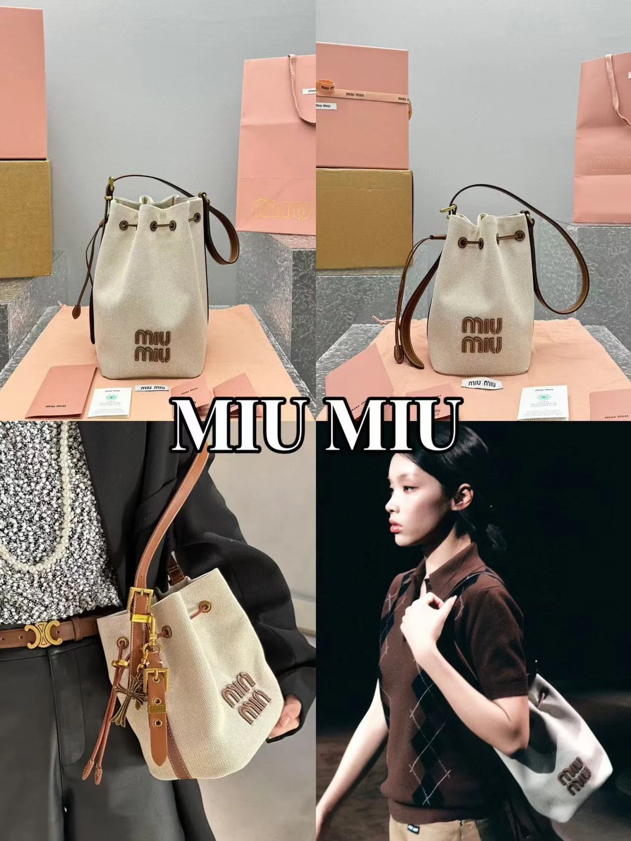 雙十一特惠-MIU MIU帆布水桶包 （小號）