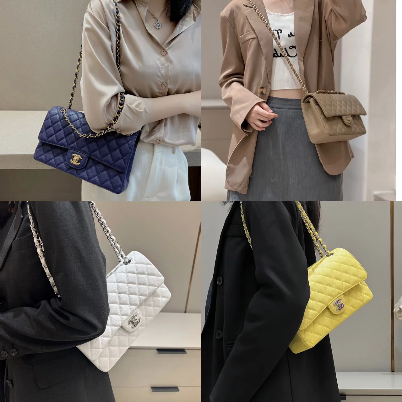 CHANELCF25 經典款鏈條包 (細球紋魚子醬)