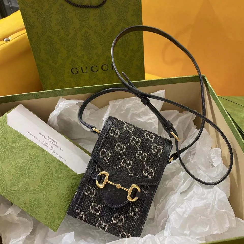GUCCIHorsebit bag 黑色丹寧牛仔手機包