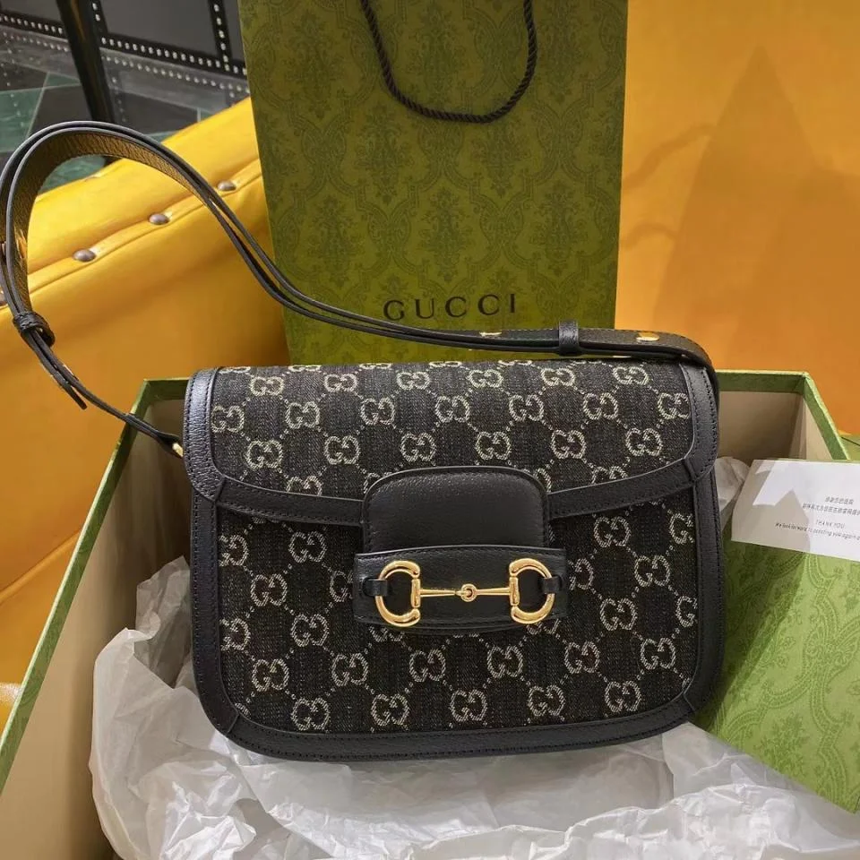 GUCCIHorsebit bag 黑色丹寧牛仔馬鞍包