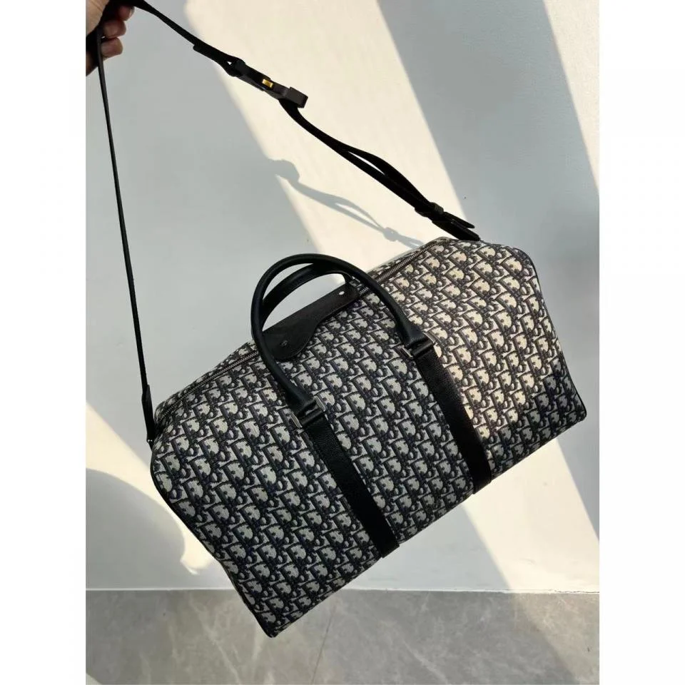 DIOR男士經典老花刺繡旅行袋