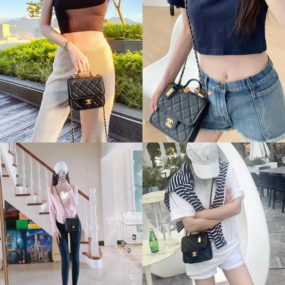 CHANEL22K銘牌手柄豆腐包(黑色)