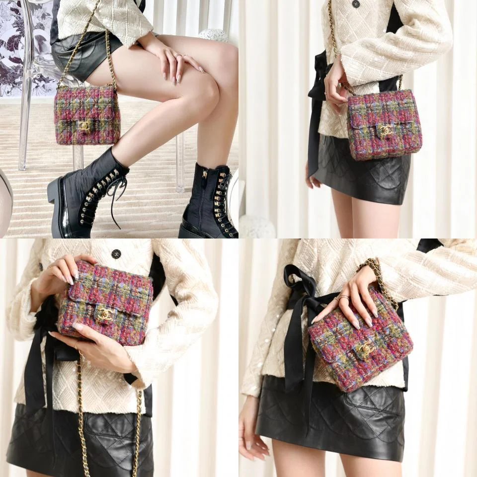 CHANEL22K Mini方胖子口蓋包(彩色軟呢款)