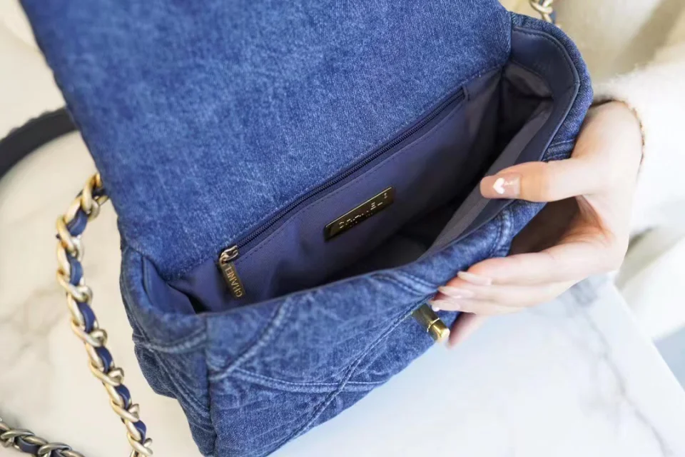 CHANEL19bag單寧牛仔口蓋包(小號)