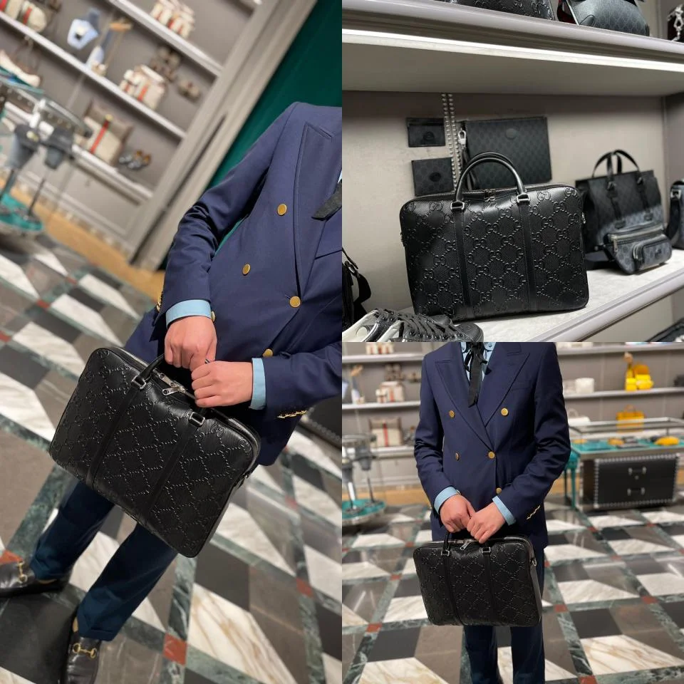 GUCCI壓印老花男士公事包