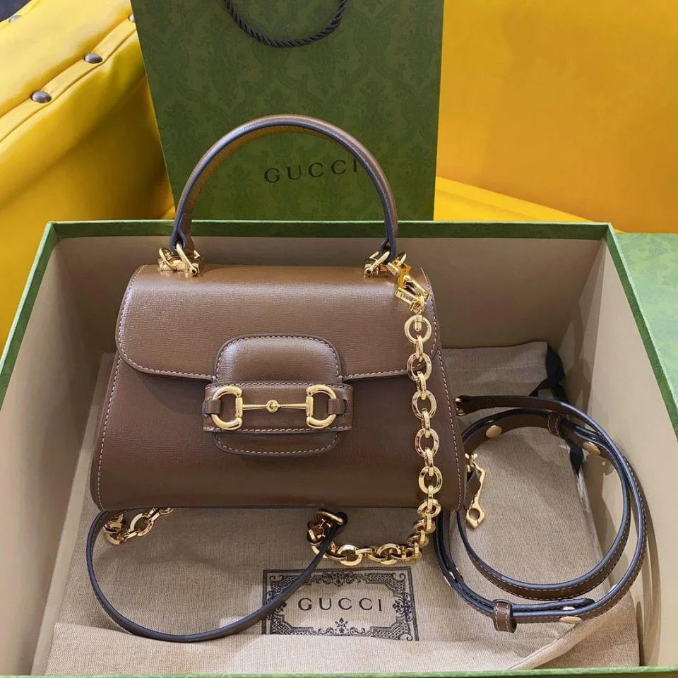 GUCCIHorsebit 1955系列手提包(棕色)