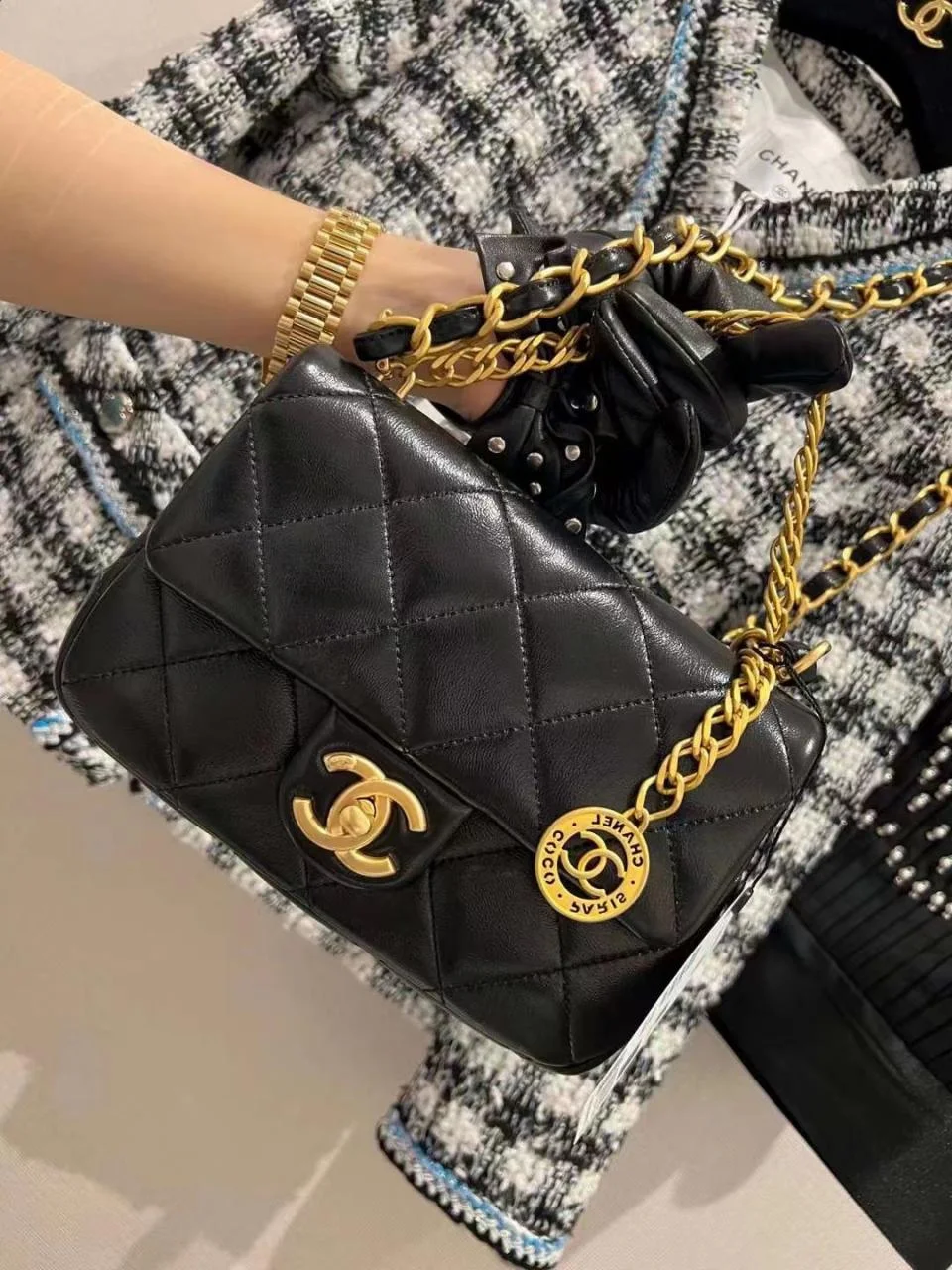 CHANEL23新品CF mini金幣油蠟方胖子