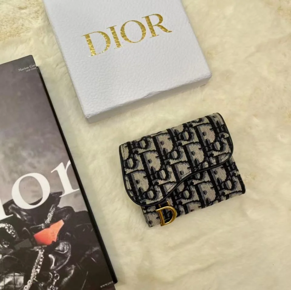 DIOR老花三折錢包