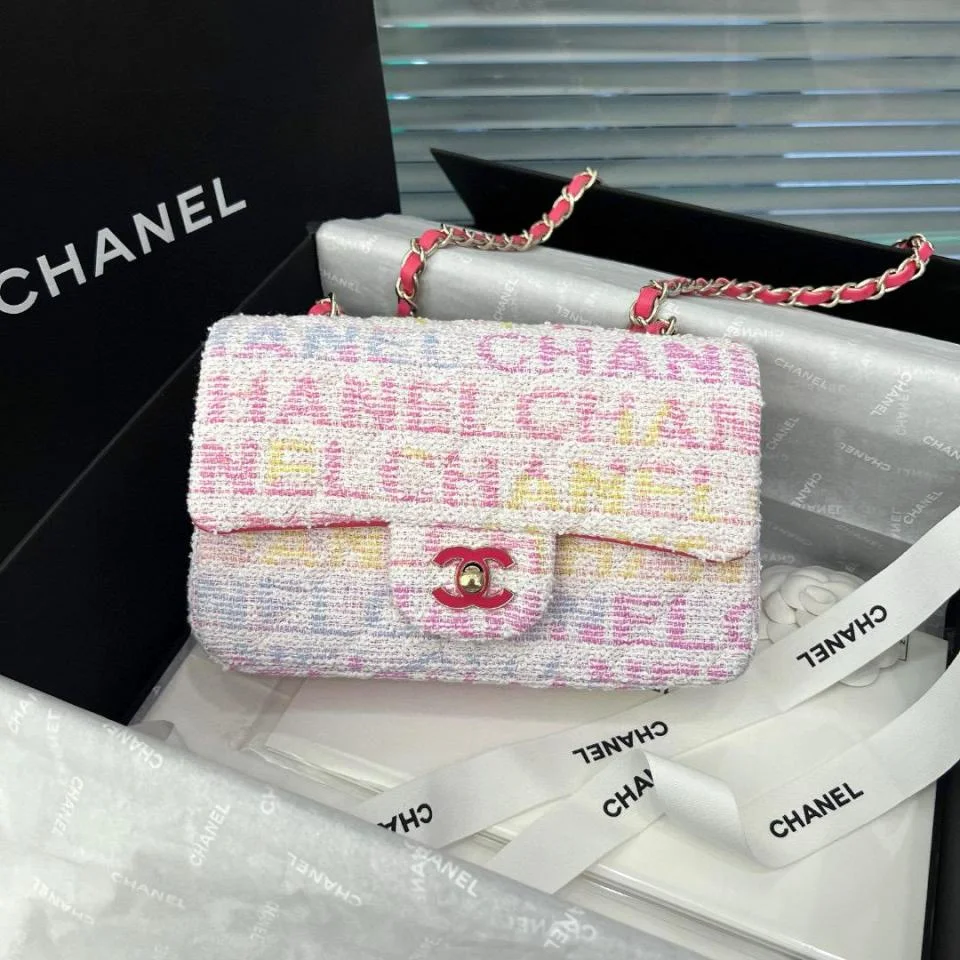 CHANEL24c彩色毛呢鍊條包