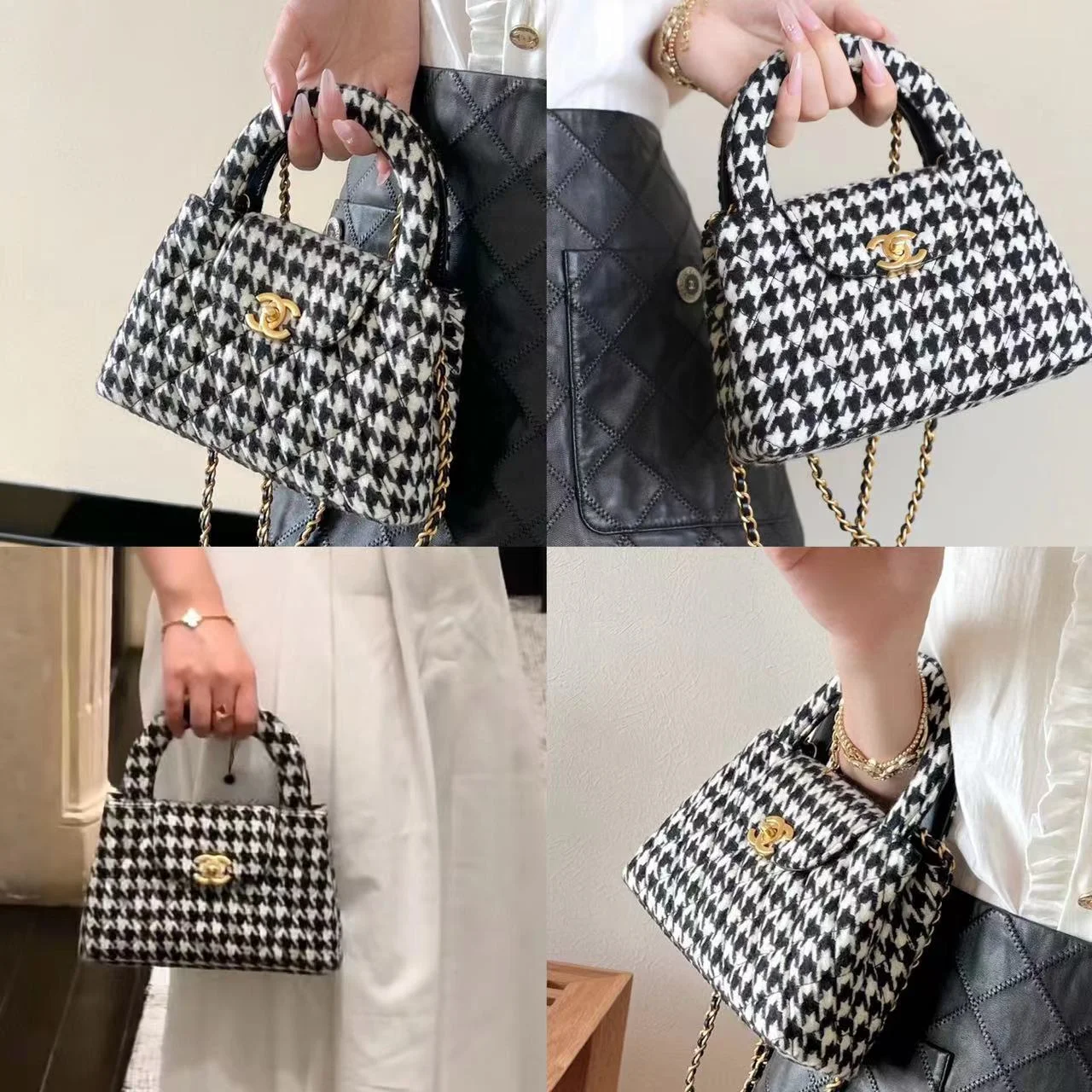 CHANEL24A千鳥格凱莉鏈條包