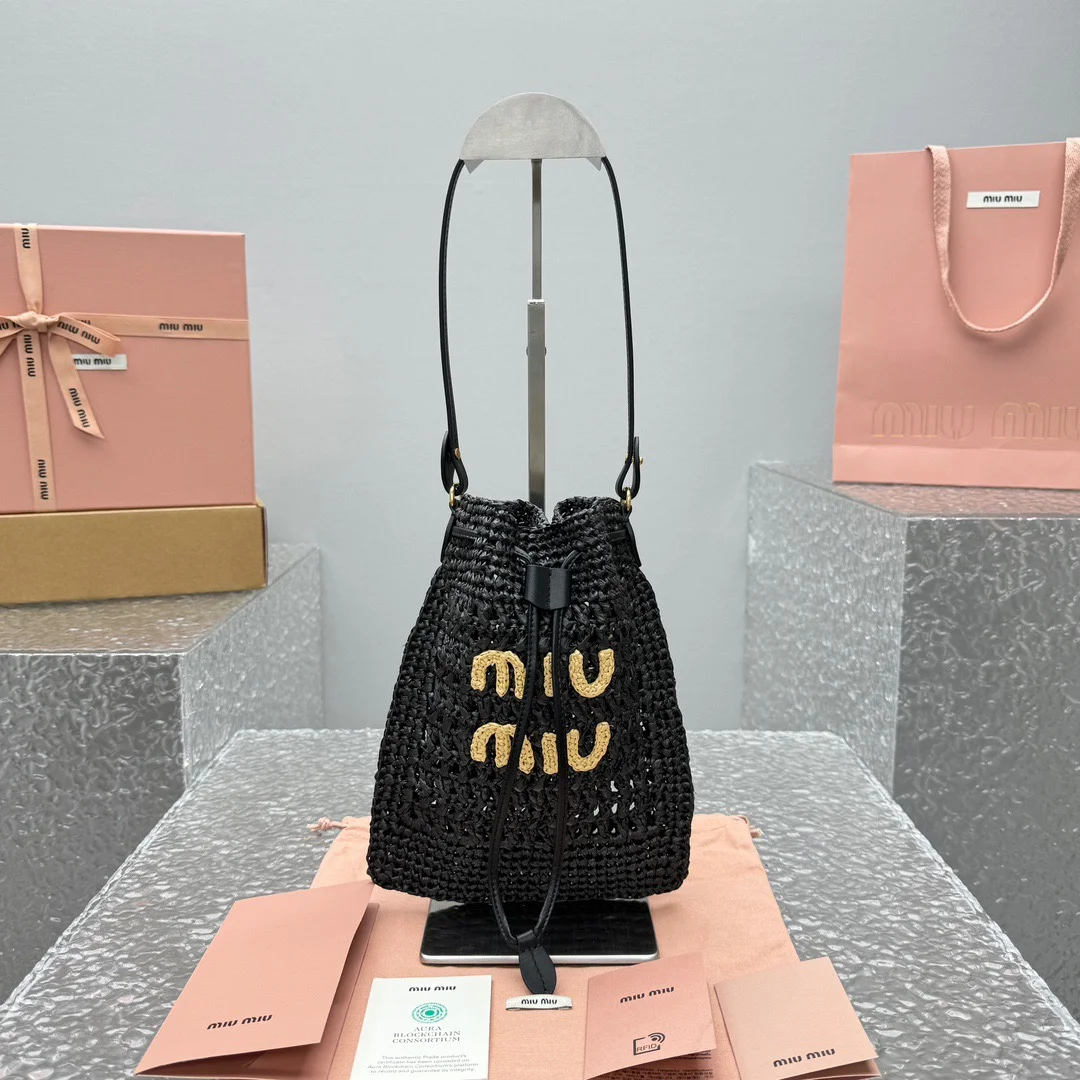 雙十一特惠-Miu家新款迷你抽繩編織手提包