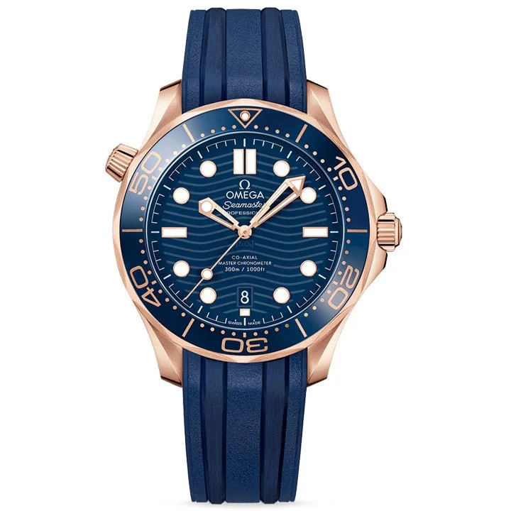 Omega Seamaster Diver 300m Sedna Gold on Rubber Strap - 210.62.42.20.03.001