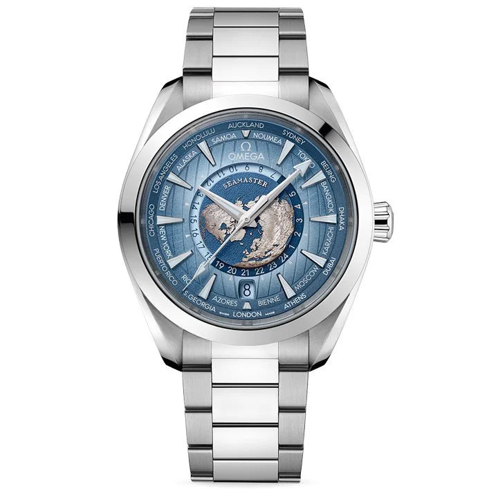 Omega Seamaster Aqua Terra 150M GMT World Timer 43mm Summer Blue - 220.10.43.22.03.002