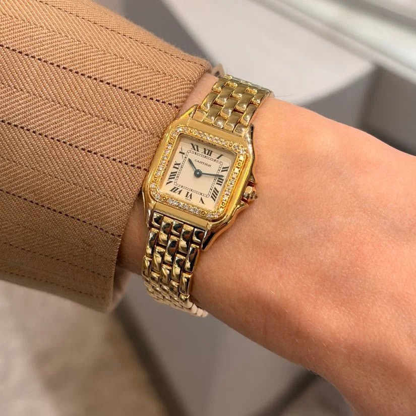 Cartier Panthere 128000M 18K Yellow Gold Diamond Bezel