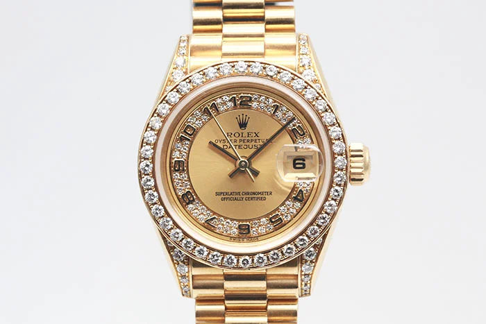 Rolex 勞力士 Datejust 69158 日誌型 18黃金款原鑲鑽石錶殼 多層鑽石面盤羅馬字時標 無整理盒單齊全 26mm