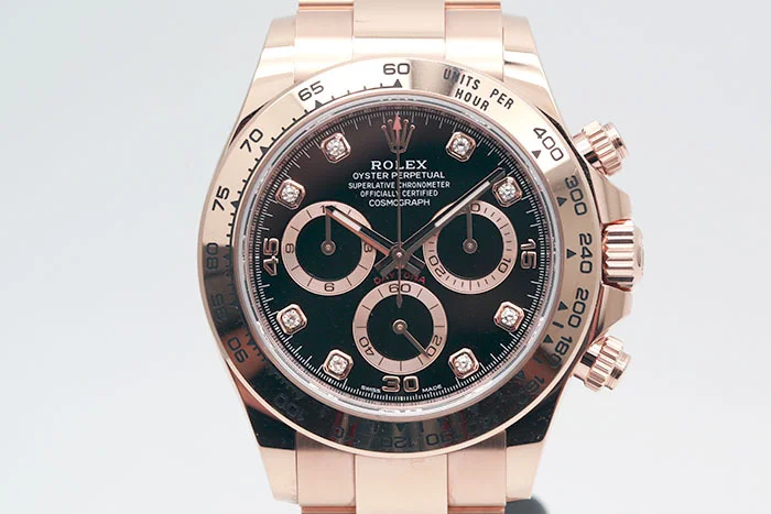 Rolex 勞力士 Daytona 116505 18k玫瑰金製黑色面盤鑽石時標 計時累計功能 2022.11盒單齊 40mm