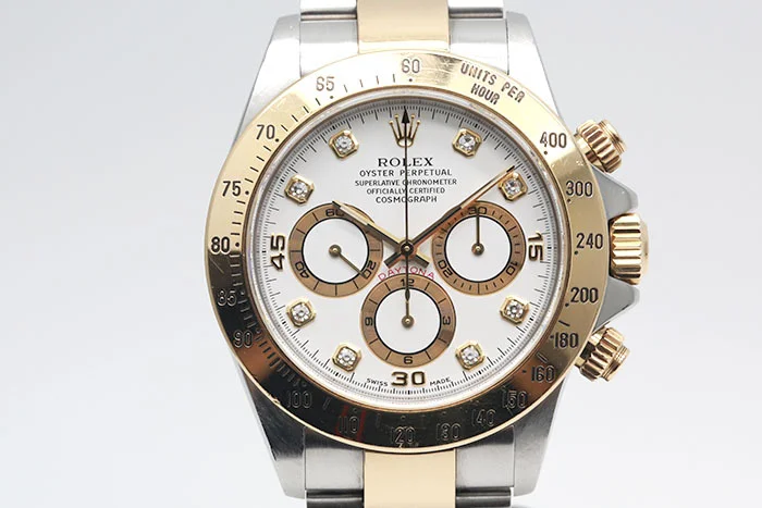 Rolex 勞力士 Daytona 16523 18K黃金及鋼 白色面盤鑽石時標 計時累計功能 4030機芯 盒單齊全 40mm